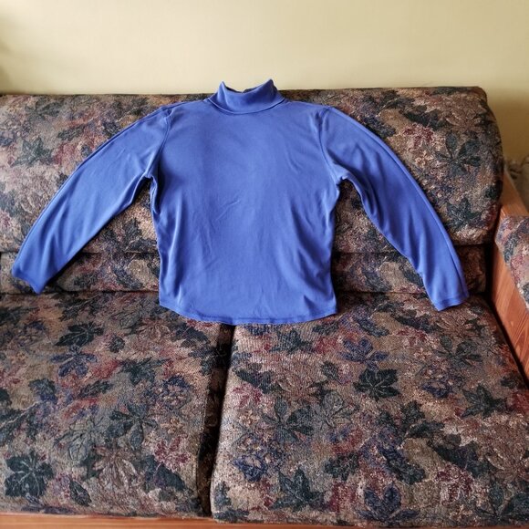Blue, turtle neck long sleeve, cotton top, M, Northern Reflections, vintage - Picture 1 of 6